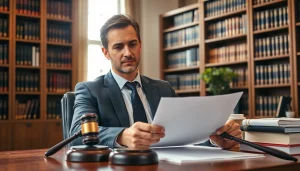Reviewing legal documents at https://www.ihavealawsuit.com with a professional attorney in focused environment.