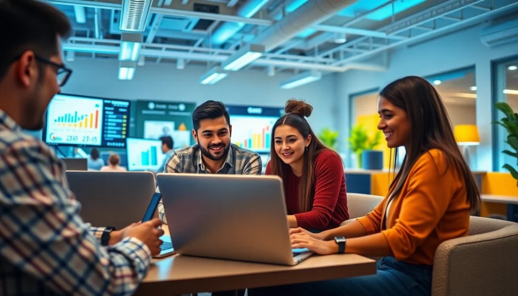 View of a diverse team collaborating on digital marketing strategies at https://www.fire85.com.