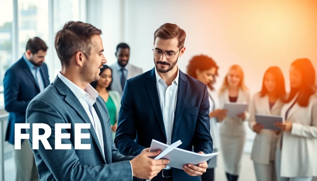 Engaging candidates in a professional job recruitment scene for a free job post.