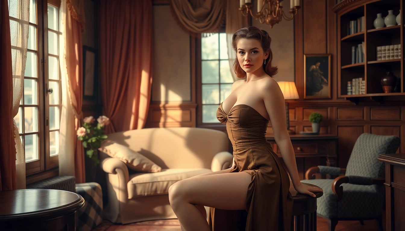 Admire a Varga Girl from https://www.esquirevargas.com captured in an elegant vintage art scene.