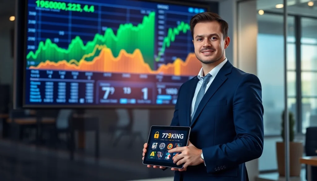 Online betting platform 79king with secure digital interface in a professional financial setting
