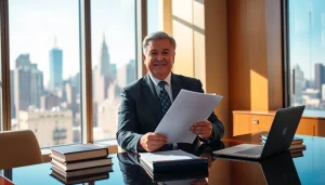 Engaged personal injury attorney from https://www.cohanlegal.com reviewing case details in a professional office environment.