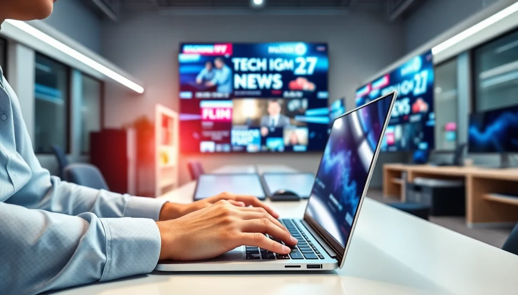 Uncover the latest tech news while a journalist engages with digital content.