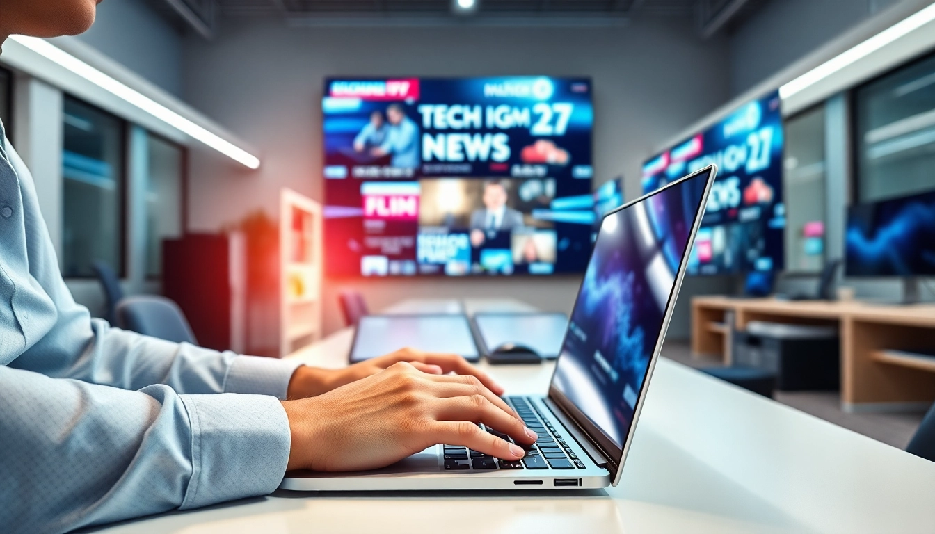 Uncover the latest tech news while a journalist engages with digital content.