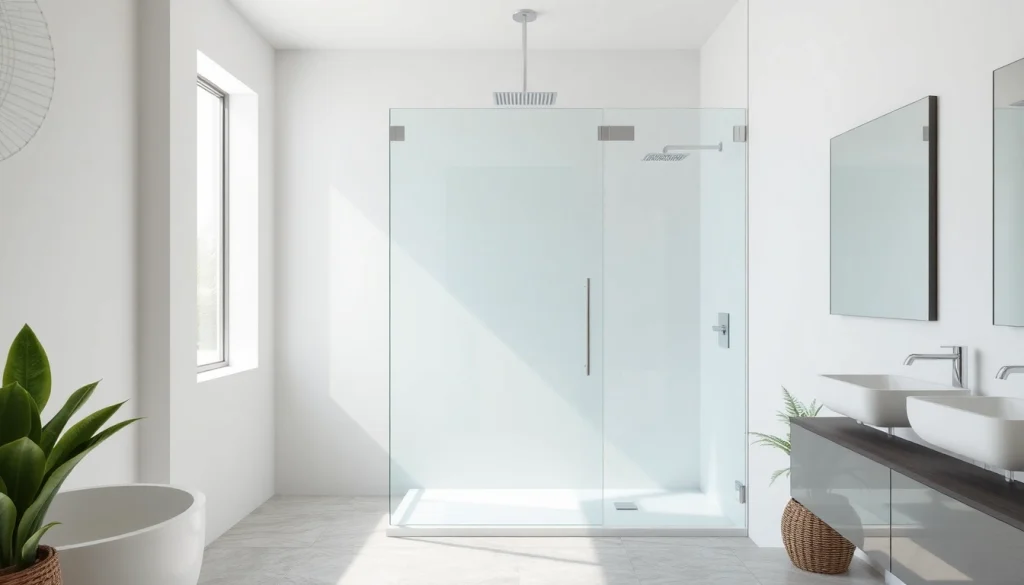 Installation d'une paroi de douche moderne en verre dans une salle de bain contemporaine.