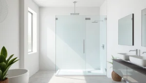 Installation d'une paroi de douche moderne en verre dans une salle de bain contemporaine.