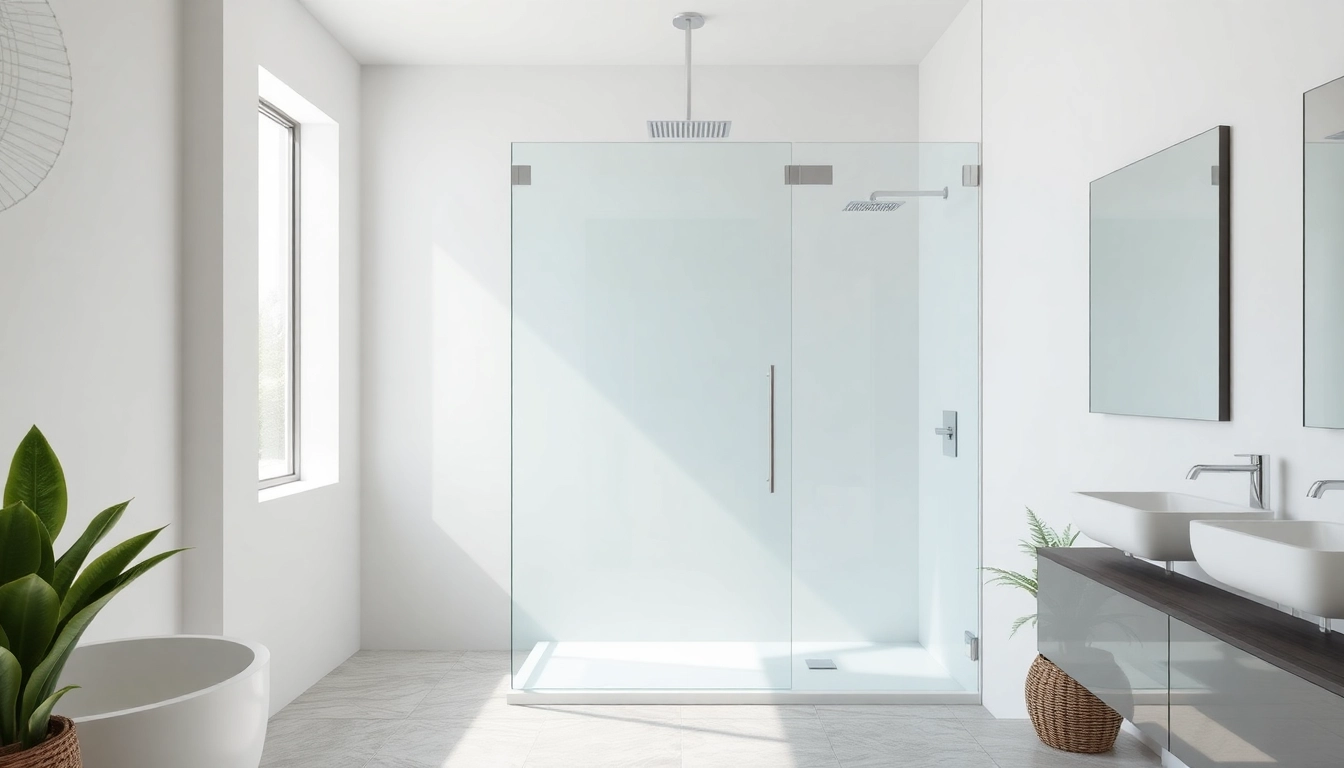 Installation d'une paroi de douche moderne en verre dans une salle de bain contemporaine.