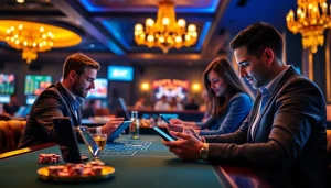 Exciting online gaming experience with the 888 new app interface in a modern casino setting.