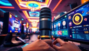 MV 88 microphone displayed in a luxurious online casino interface, with gaming elements and vibrant colors.