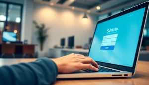 Pengguna melakukan suletoto login di laptop dengan tampilan antarmuka profesional