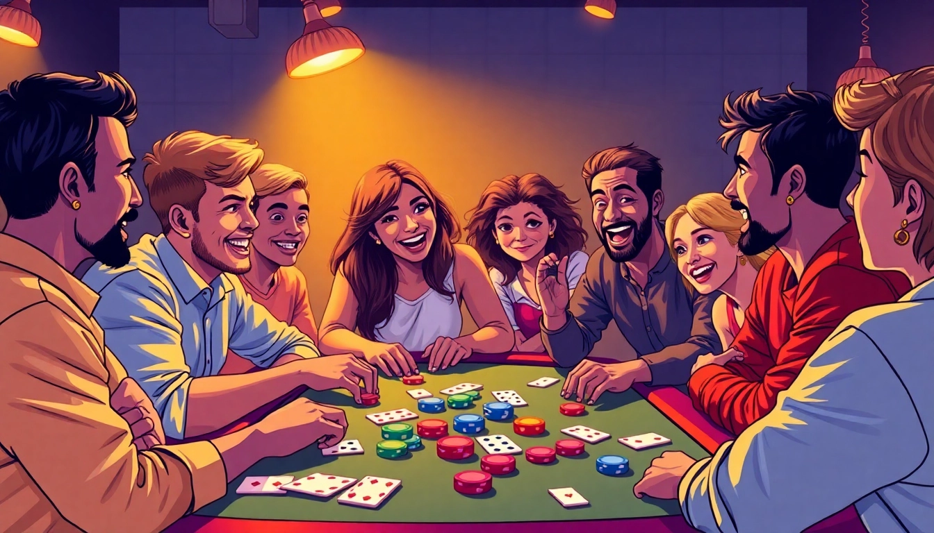 Discover the excitement of Rummy nabob as friends enjoy a lively card game night around a colorful table.