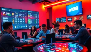 Engaging online gaming atmosphere highlighting af88.com with diverse players and vibrant visuals.