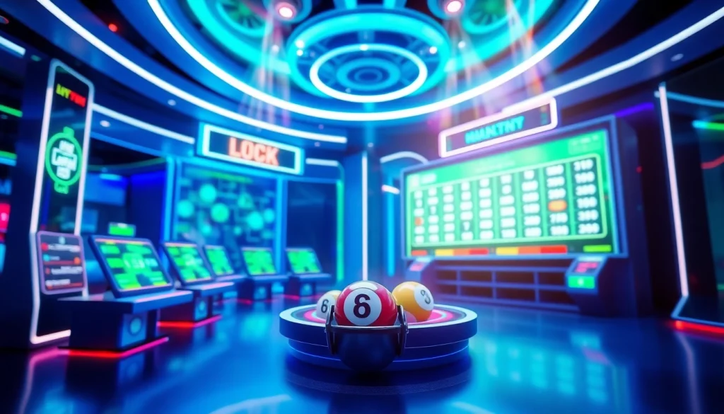 Menampilkan diantogel dalam konsep lotere digital yang futuristik dan interaktif.