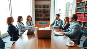 Collaborative legal team meeting at https://www.turnpikelaw.com, emphasizing professionalism and strategy.