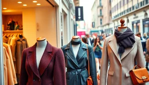 Showcasing trendy fashion styles from https://www.northernfashions.com in an elegant storefront setting.