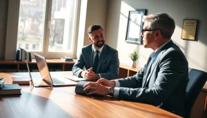 Engaging discussion between attorney and client at https://www.agslawfirm.com, reflecting trust and professionalism.