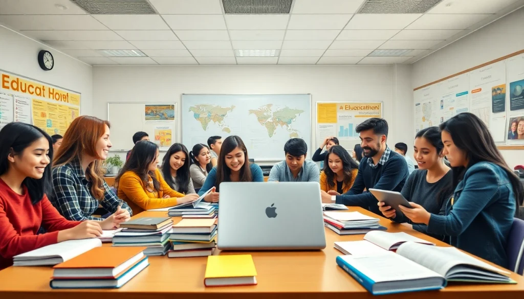 Engaging classroom scene highlighting collaborative Education activities among diverse students.