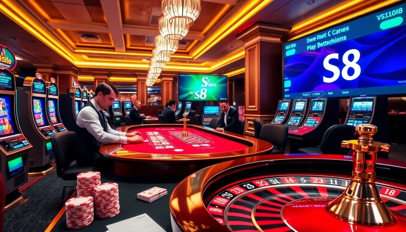 S 8 betting on casino games with vibrant tables and professional croupiers