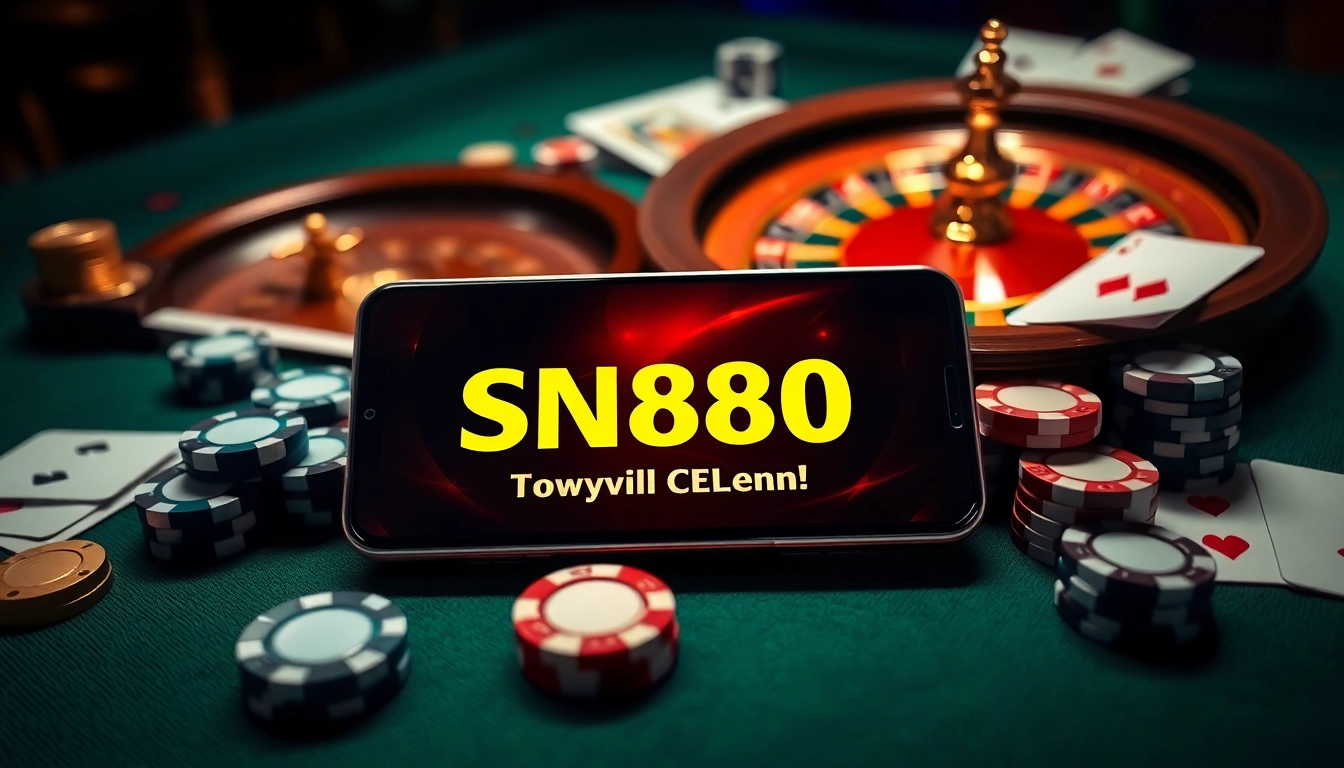 Experience the thrill of SN888 Download on a luxurious casino-themed mobile interface.