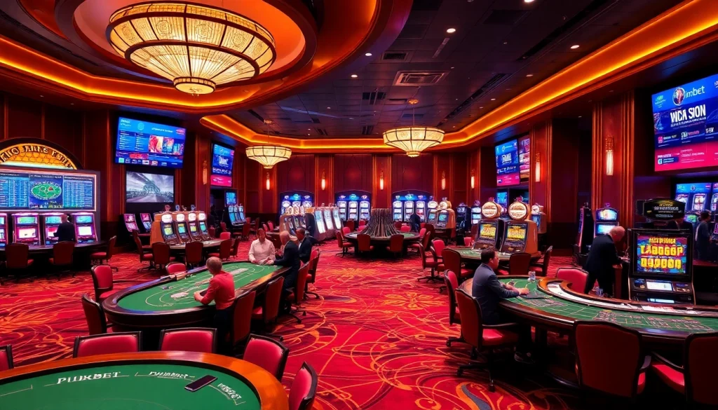 Engage with Indibet's exciting casino gaming scene featuring professional dealers and vibrant slot machines.