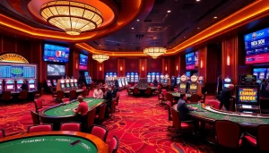 Engage with Indibet's exciting casino gaming scene featuring professional dealers and vibrant slot machines.