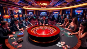 Players enjoying live games at Hi88 Casino, showcasing roulette and poker excitement.