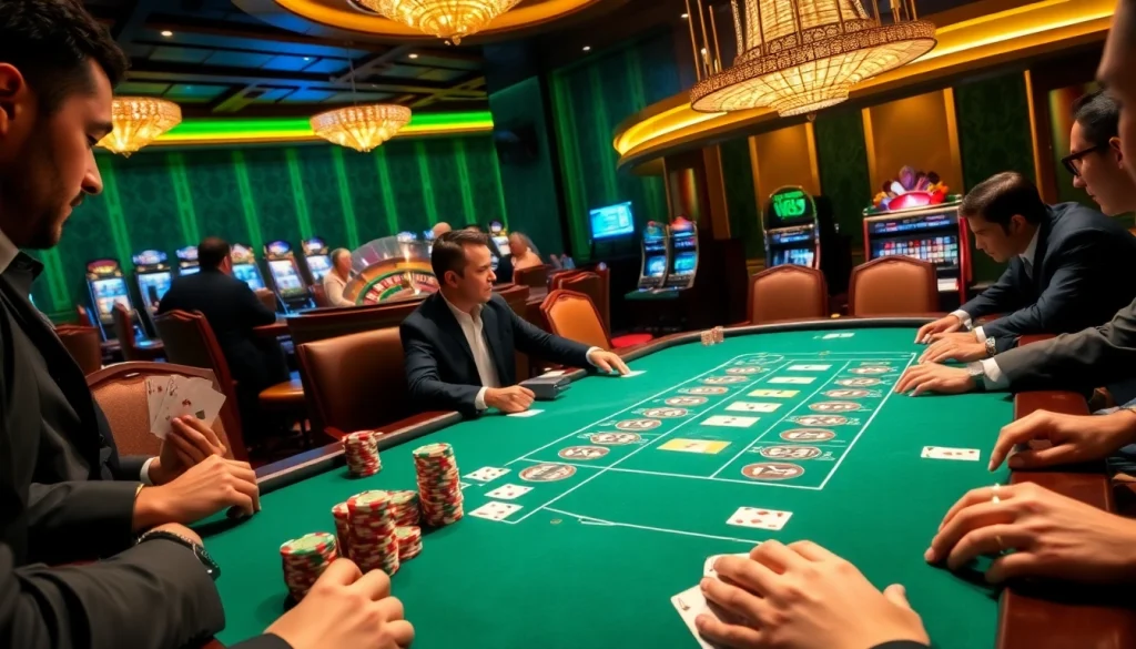 W88 club gaming table with players enjoying an exhilarating gambling experience.