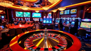 Experience the thrill of S88VIP casino gaming with lively poker tables and vibrant slot machines.