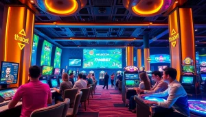 Exciting casino experience with diverse players enjoying thabet's online gaming.