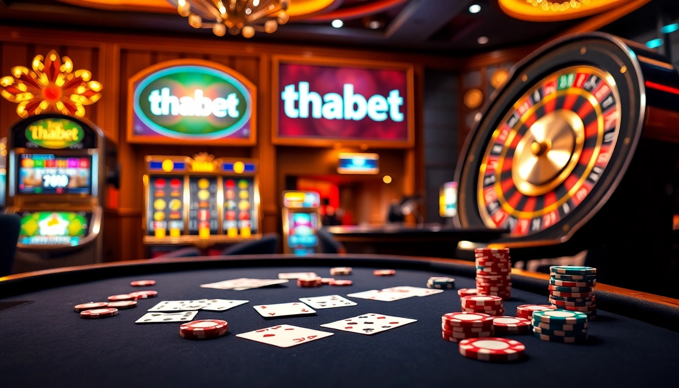 Engaging poker game at thabet's casino, highlighting stylish chips and vibrant cards.