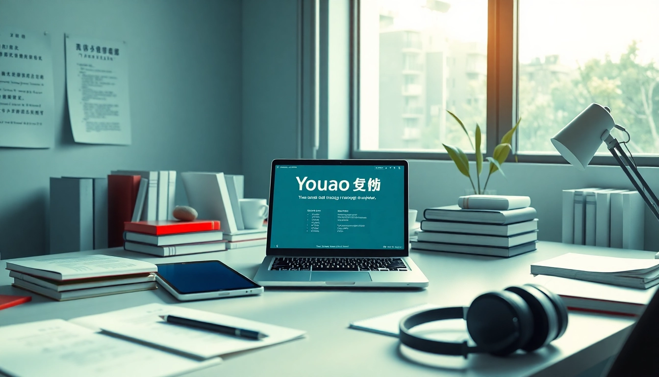 Engaged user interacting with the Youdao translation software, highlighting the effective features of 有道翻译下载 in a modern workspace.