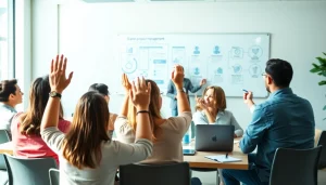 Engaging learning environment with professionals participating in training at CareerSprints.com.