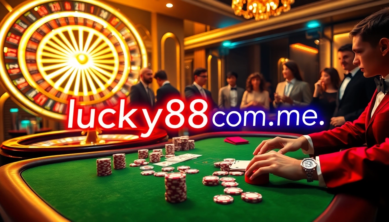 High-stakes gaming at lucky88com.me with poker chips and an elegant roulette wheel