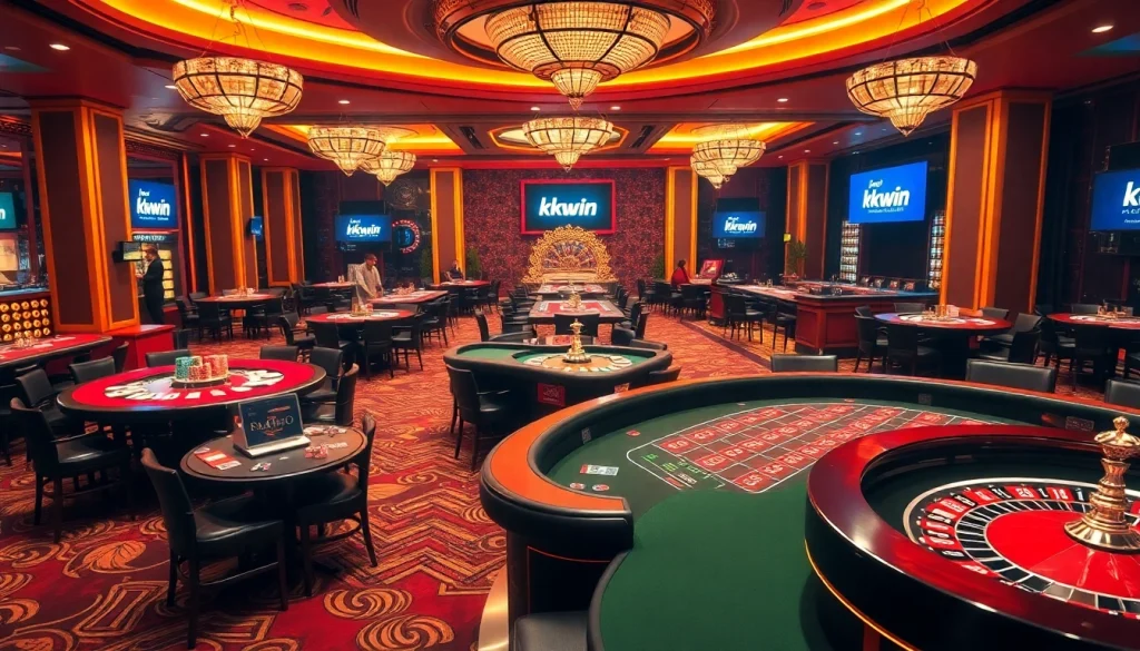 Experience premium gaming at kkwin com with vibrant casino tables, cards, and poker chips.