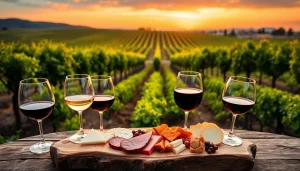 Experience the beautiful ambiance at clarksburg wineries with a scenic vineyard view.