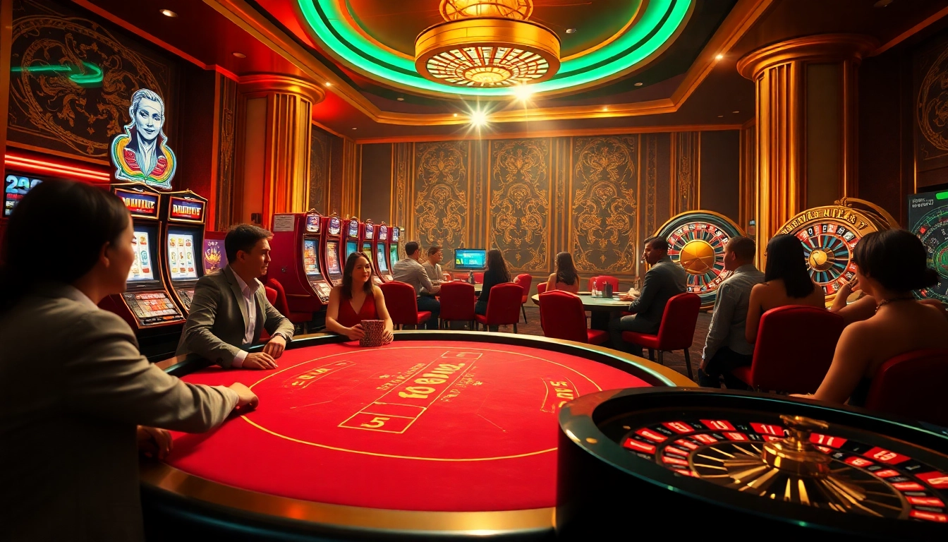 GO8 players enjoying a high-stakes poker game in a luxurious casino environment.
