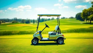 Explore Icon golf carts for sale showcasing sleek designs and vibrant colors on a golf course.