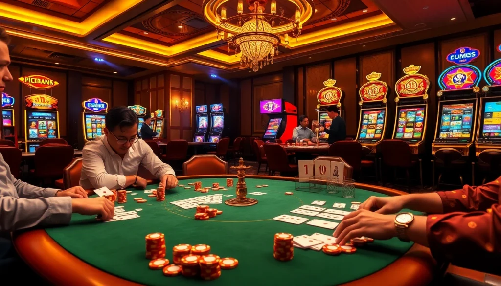 Experience the thrilling atmosphere of 188bet's casino with vibrant roulette and poker games.