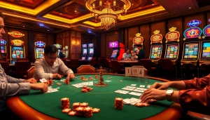 Experience the thrilling atmosphere of 188bet's casino with vibrant roulette and poker games.