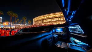 World Cup Group Transportation in a luxurious limousine, showcasing comfort for fans arriving at the stadium.