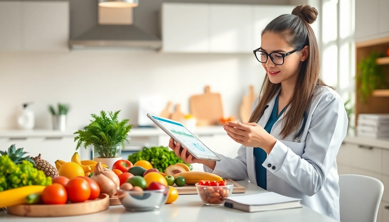 Calculate your daily needs with the calorie calculator amidst fresh ingredients and nutrition tools.