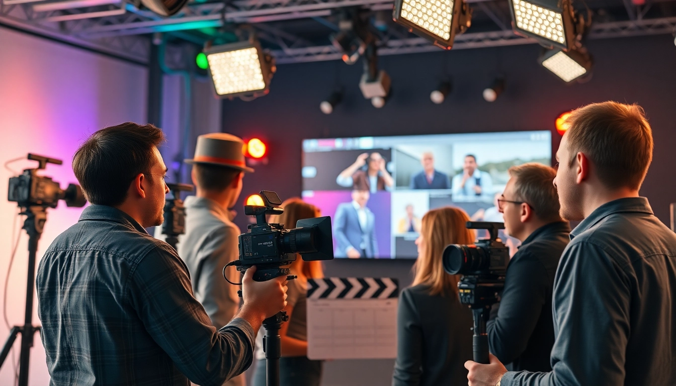 Creative collaboration in a video production company Phoenix studio showcasing teamwork and high-quality equipment.