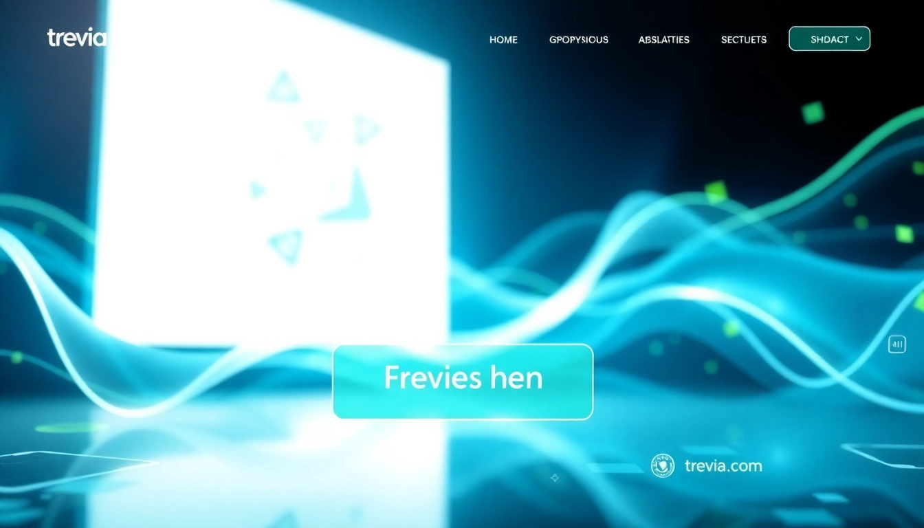 Explore trevia.com with an engaging call-to-action button amidst a vibrant digital environment.