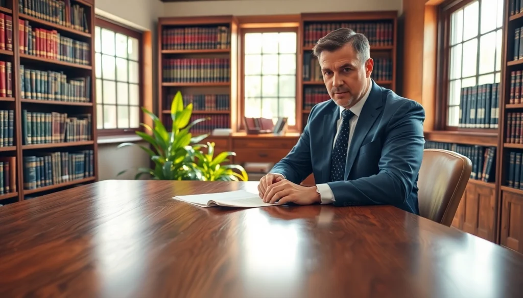 Engaging agriculture lawyer consulting clients in a welcoming office environment.