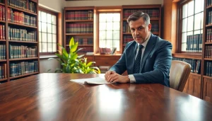 Engaging agriculture lawyer consulting clients in a welcoming office environment.