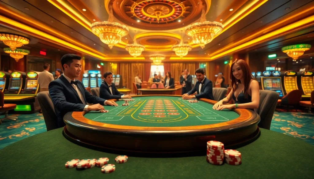 Experience high-stakes poker action at Bin88 casino with dealers and luxury.