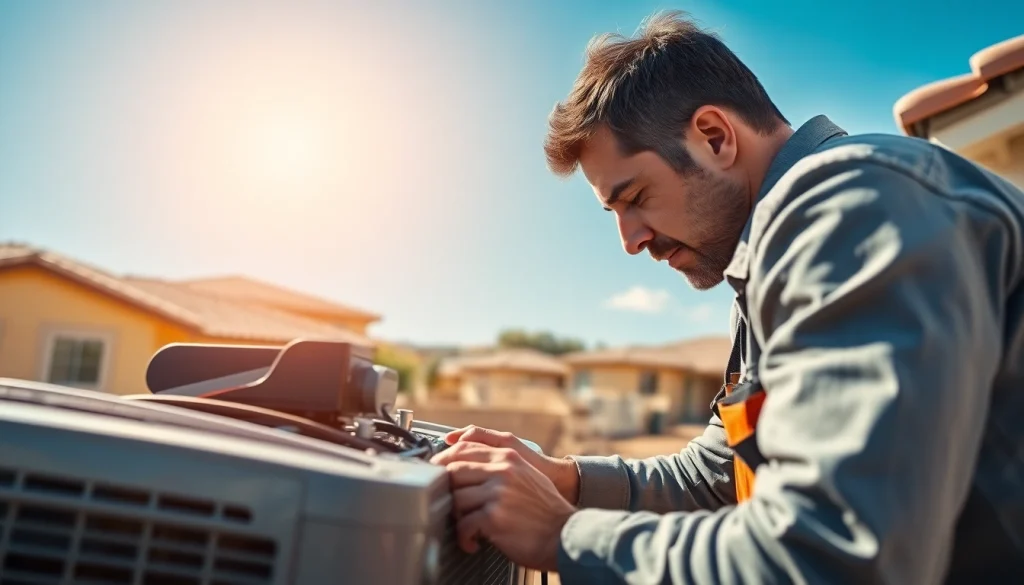 Expert technician conducting ac repair phoenix az in the warm Arizona sun.