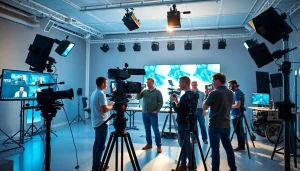 Video Production Company Phoenix team capturing footage in a vibrant studio environment.