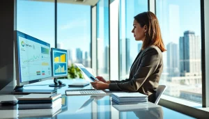 Analyze competitive intelligence data in a modern office environment with a data analyst.