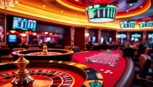 Hi88 players enjoying an exhilarating moment at an upscale casino table with chips and cards.